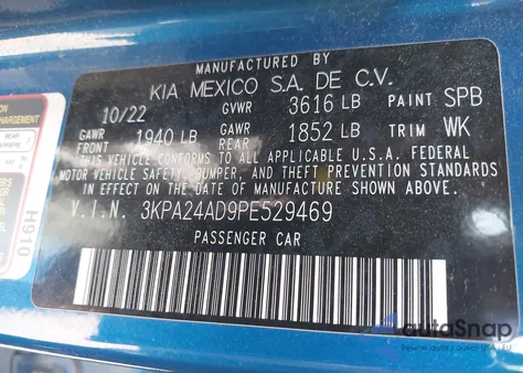 2023 Kia Rio S from USA, damaged, VIN 3KPA24AD9PE529469